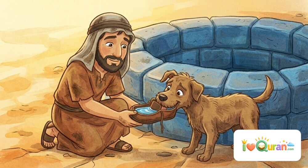 الرَّجُلُ وَالكَلْبُ العَطْشَانُ